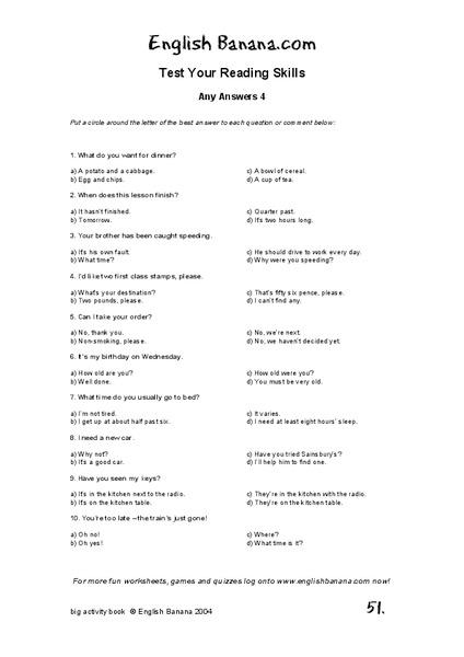 Questions And Statements Worksheet