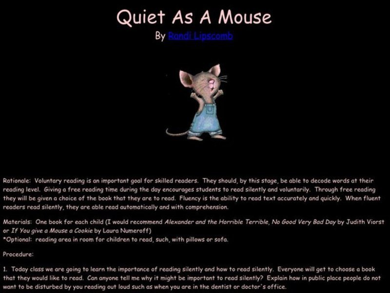 Quiet As A Mouse Lesson Plan