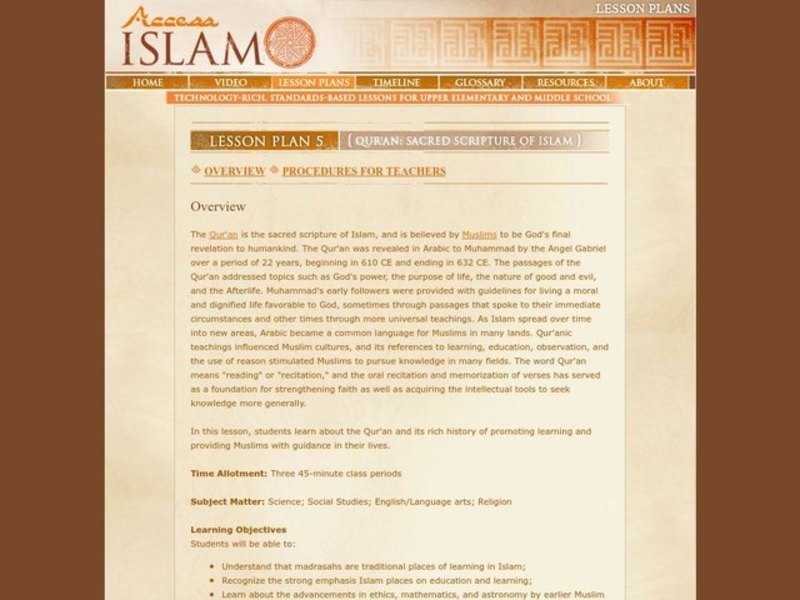Qur'an: Sacred Scripture of Islam Lesson Plan