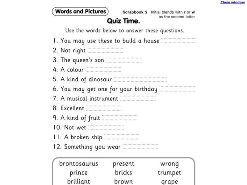 R blends Worksheet