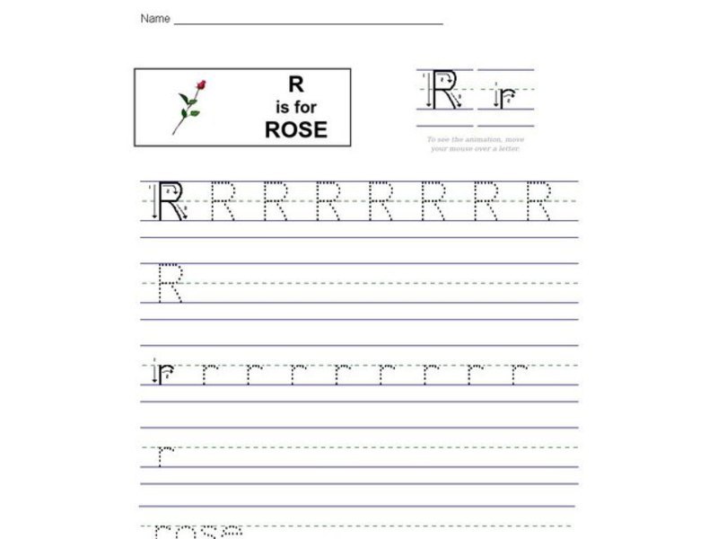 R Is For Rose Worksheet