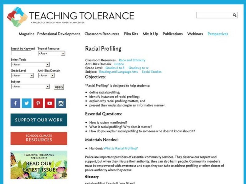 Racial Profiling Lesson Plan