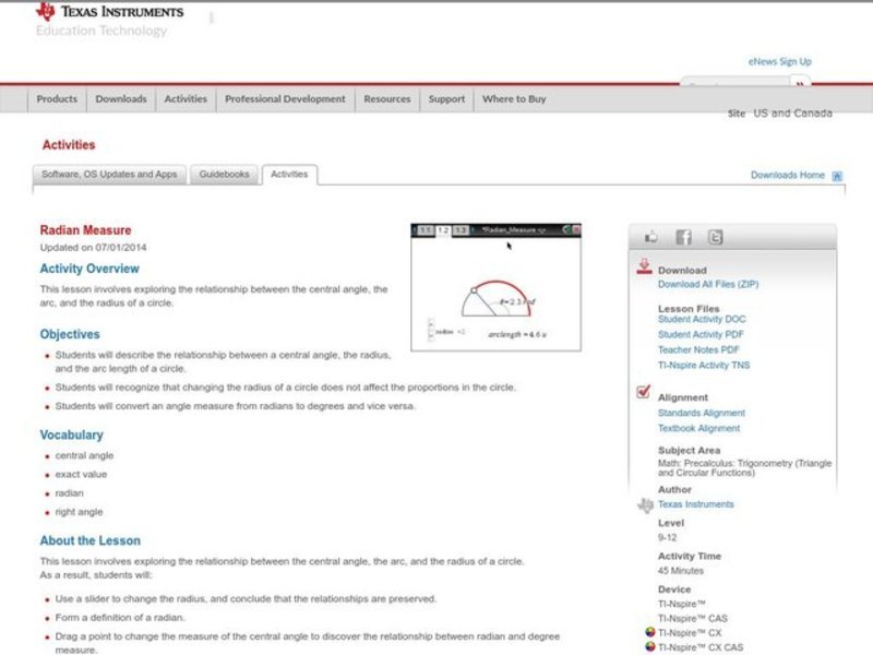 Radian Measure Lesson Plan