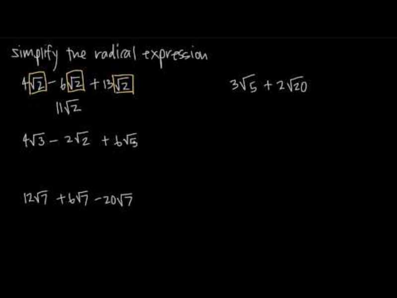 Radical Addition and Subtraction Instructional Video