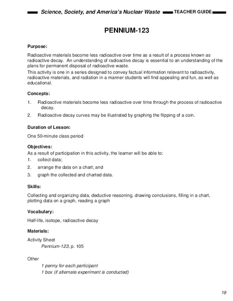 Radioactive Decay Lesson Plan