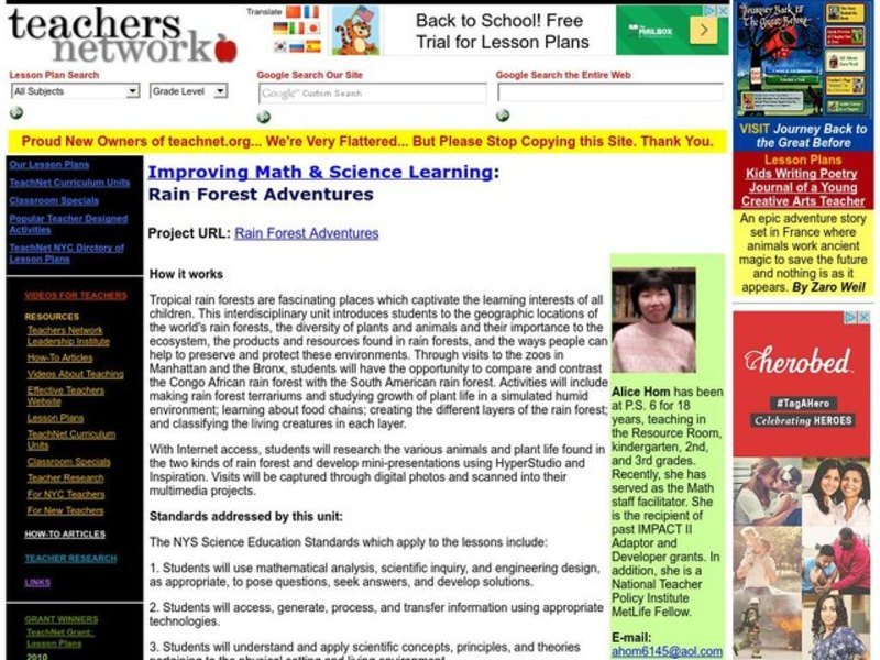 Rain Forest Adventures Lesson Plan