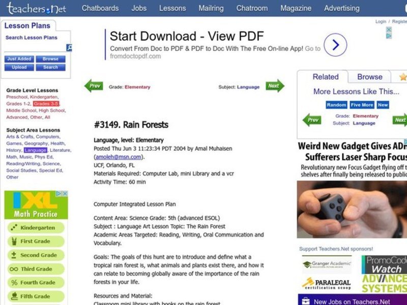 Rain Forests Lesson Plan