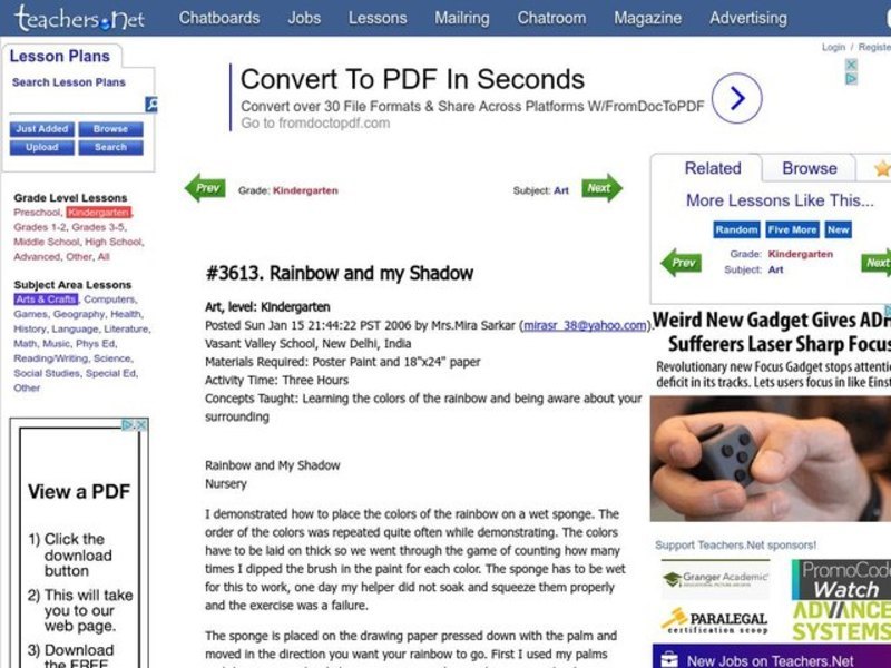 Rainbow and my Shadow Lesson Plan