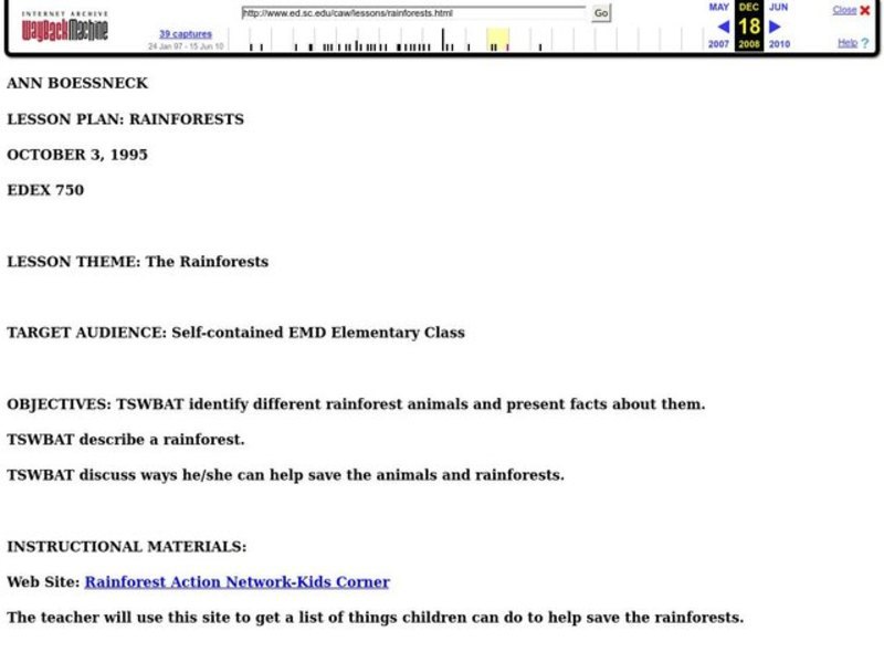 Rainforests Lesson Plan