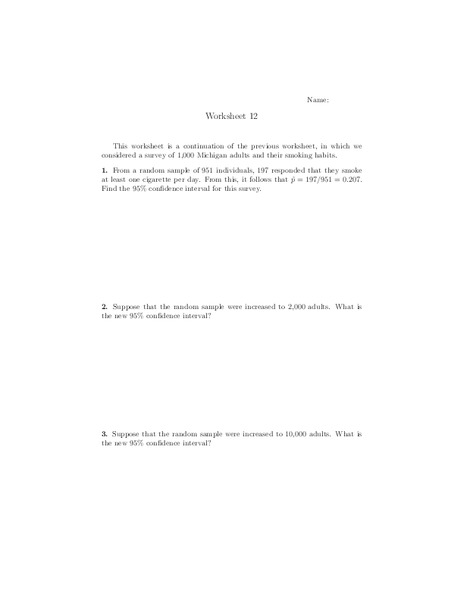 Random Samples and Surveys Worksheet