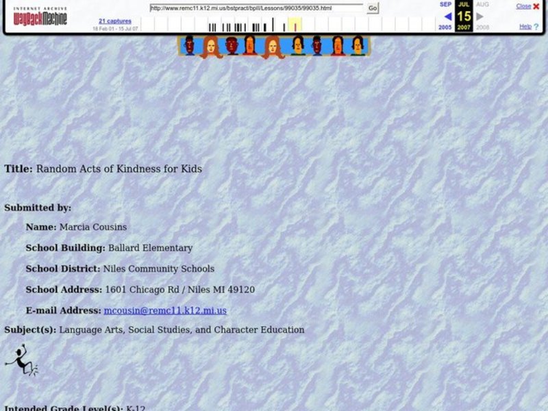 Random Acts of Kindness for Kids Lesson Plan