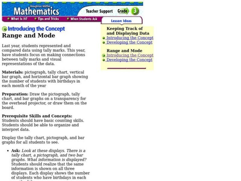 Range and Mode Lesson Plan