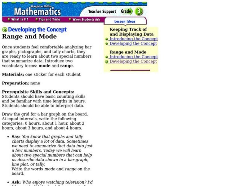 Range and Mode Lesson Plan