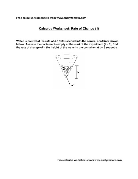 Rate of Change Worksheet