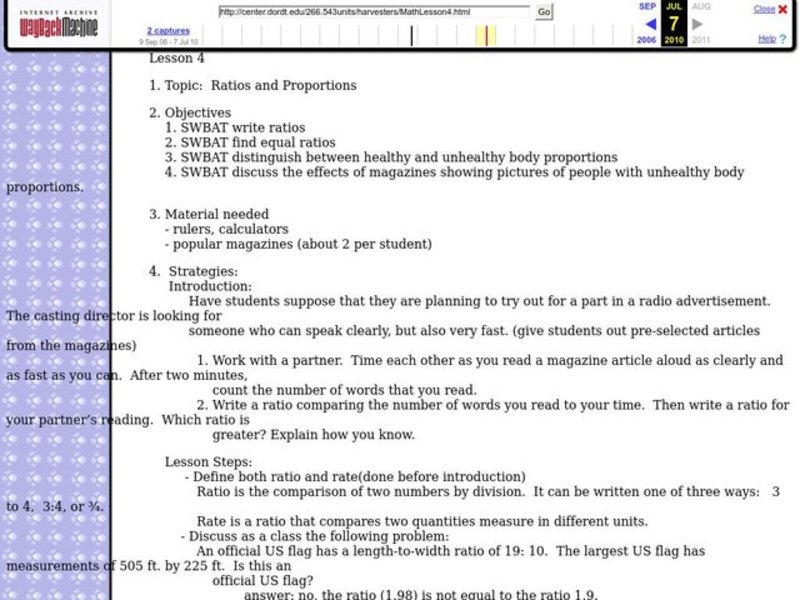 Ratio and Proportion Lesson Plan