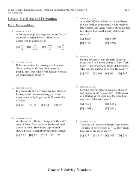 Ratio and Proportion Worksheet