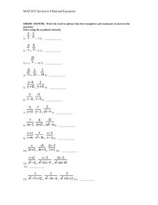 Rational Equations Lesson Plan