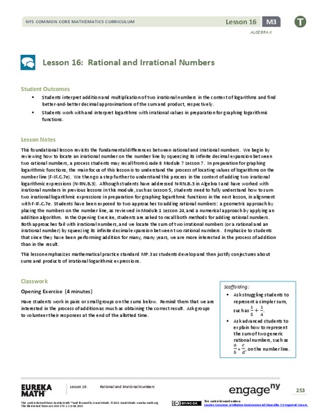 Rational and Irrational Numbers Lesson Plan