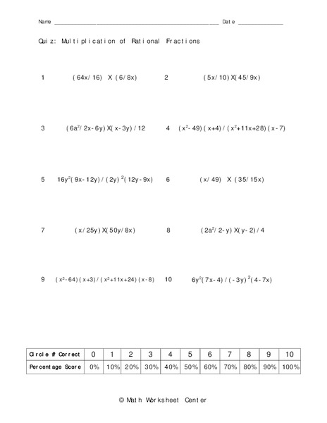 Rational Fractions Worksheet