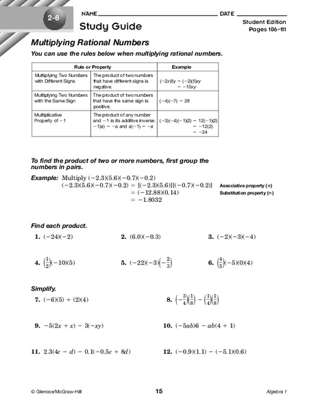 Rational Numbers Worksheet