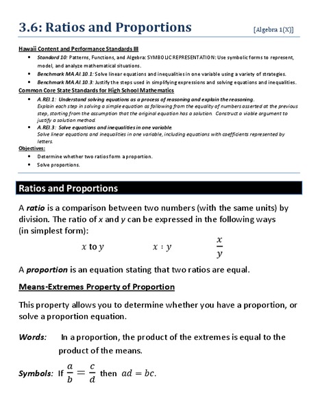 Ratios and Proportions Worksheet