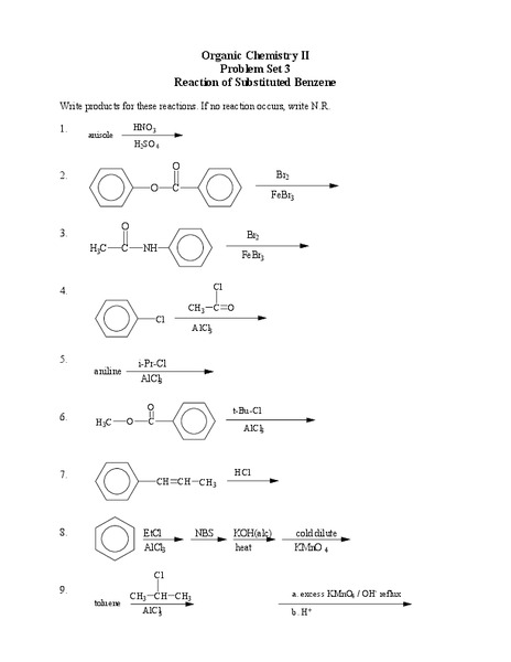 Reaction of Substituted Benzene Lesson Plan