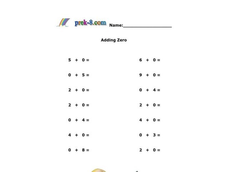 Adding Zero Worksheet