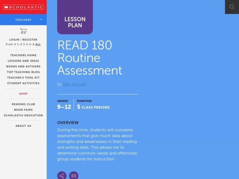 READ 180 Routine Assessment Lesson Plan