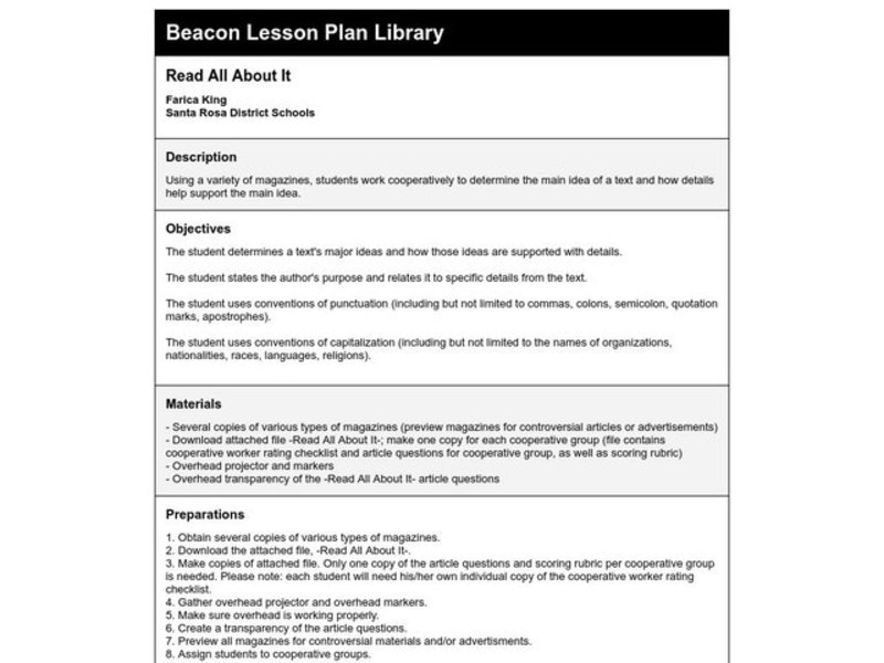 Read All About It Lesson Plan