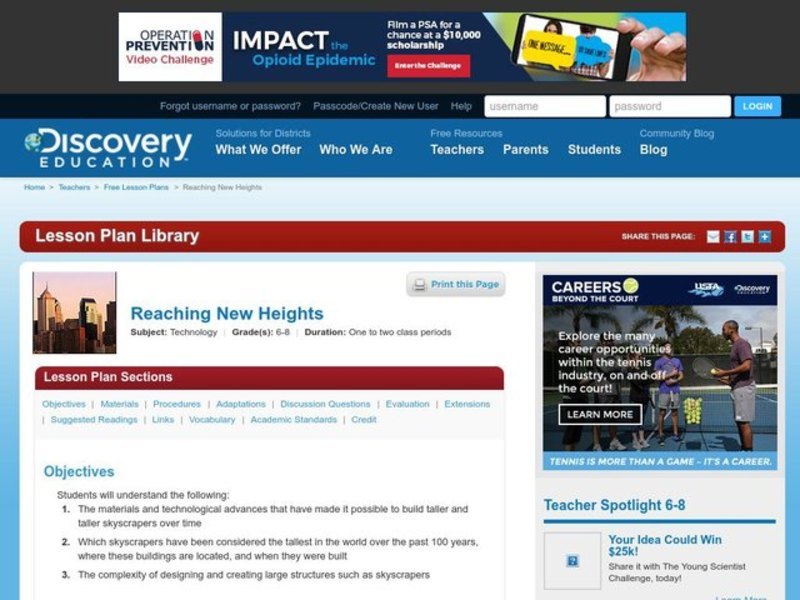 Reaching New Heights Lesson Plan