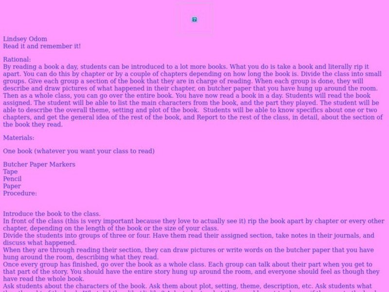 Read It and Remember It! Lesson Plan