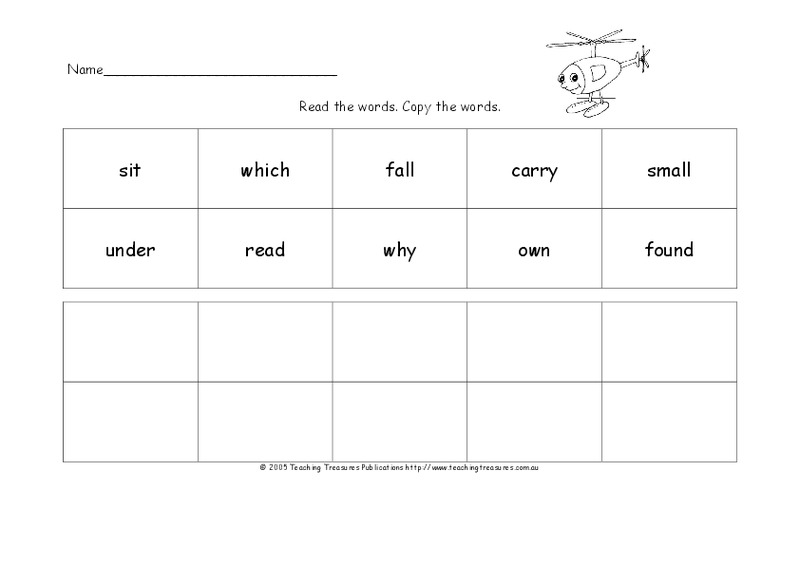Read The Words, Copy The Words Worksheet