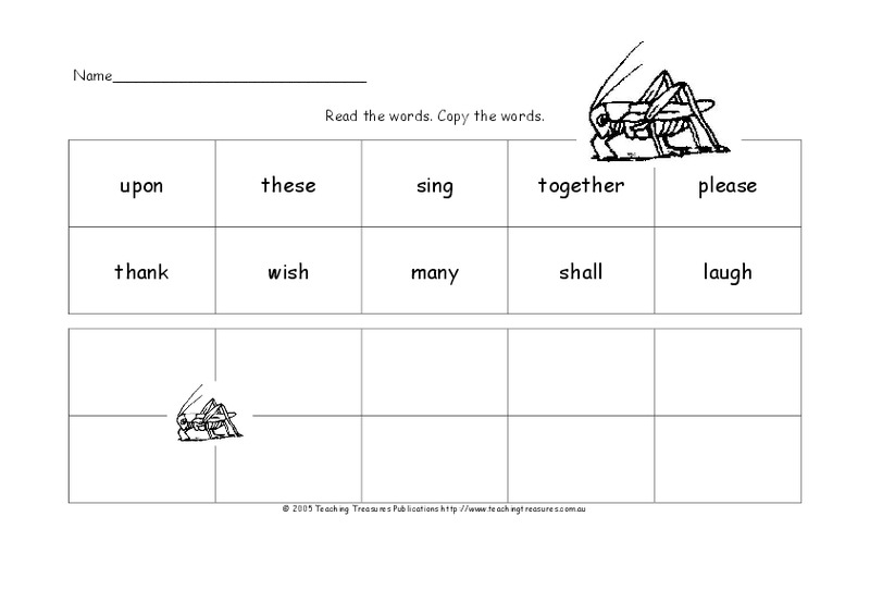 Read The Words, Copy The Words Worksheet