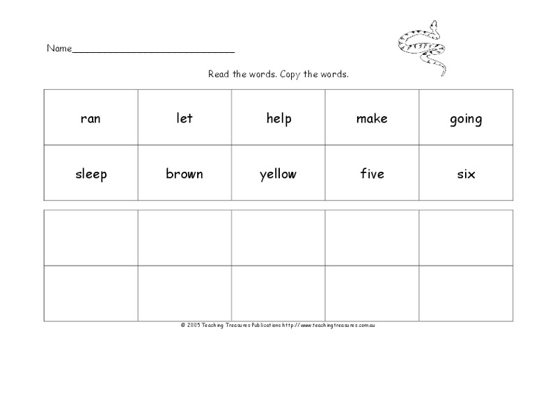 Read The Words, Copy The Words Worksheet