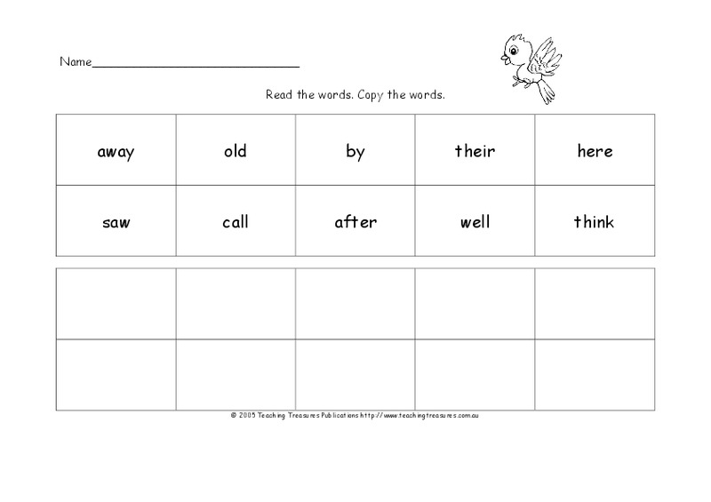 Read The Words, Copy The Words Worksheet