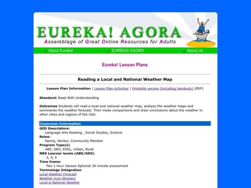 Reading a Local and National Weather Map Lesson Plan