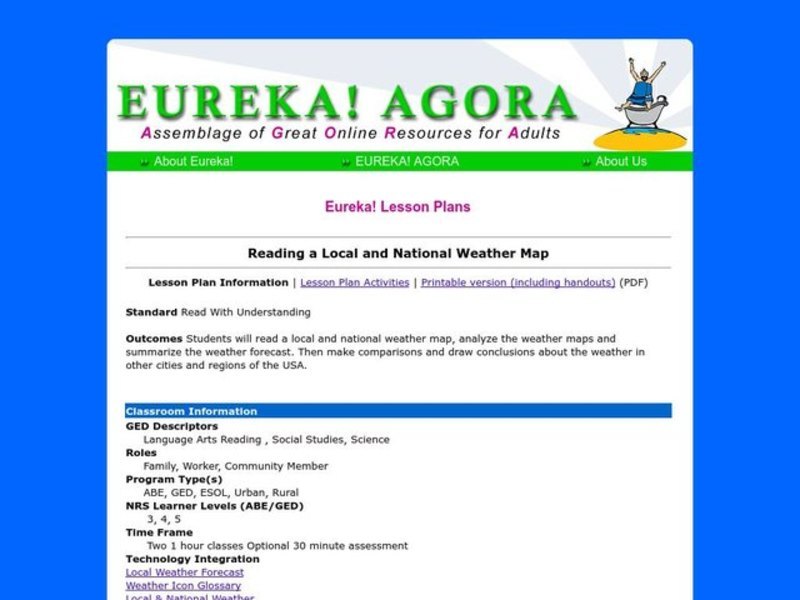 Reading a Local and National Weather Map Lesson Plan
