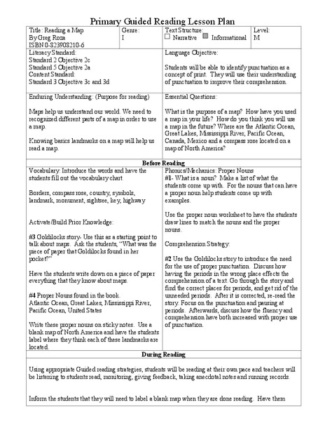 Reading a Map Lesson Plan