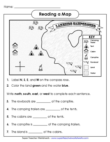 Reading a Map Worksheet