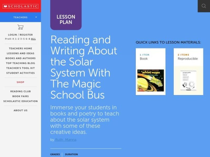 Reading and Writing About the Solar System Lesson Plan