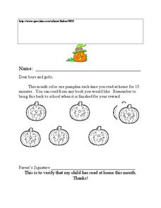 Reading at Home Worksheet