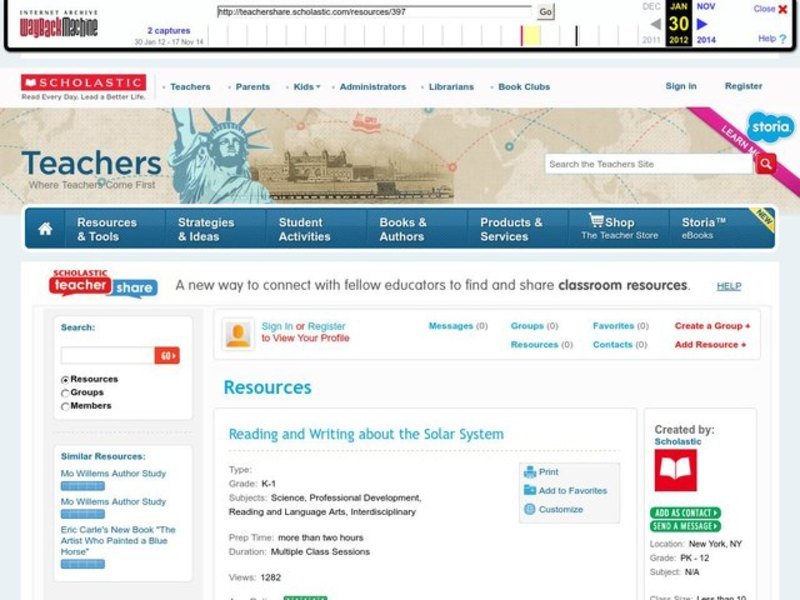 Reading and Writing about the Solar System Lesson Plan