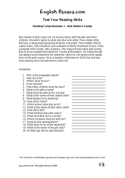 Reading Comprehension Lesson Plan