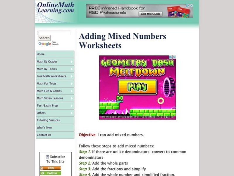 Adding Mixed Numbers Interactive
