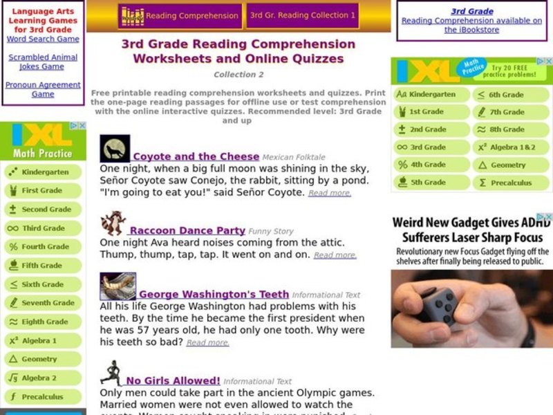 Reading Comprehension Activity Worksheet