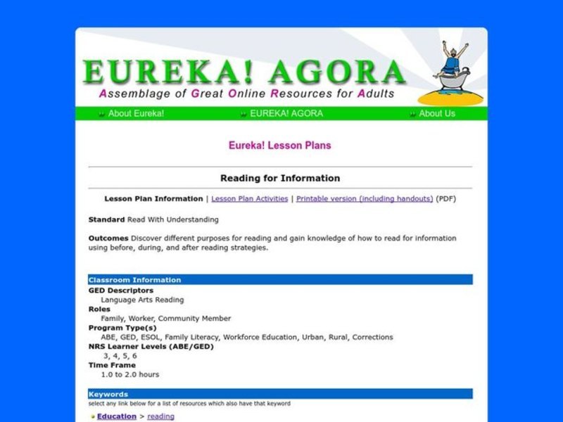 Reading for Information Lesson Plan