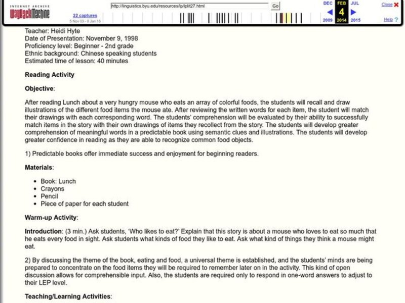 Reading Lesson Lesson Plan