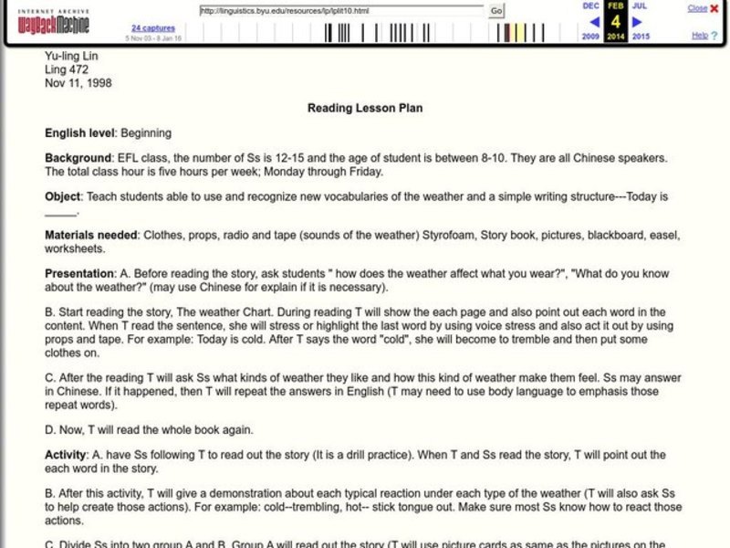 Reading Lesson Plan Lesson Plan