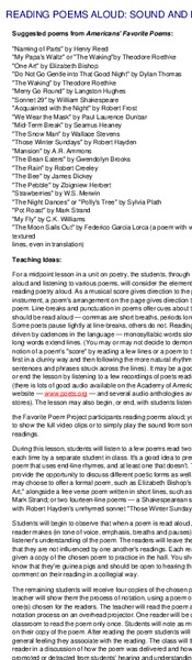 Reading Poems Aloud: Sound And Meaning Lesson Plan