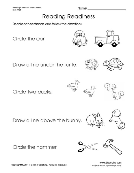 Reading Readiness Worksheet